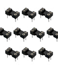 10 black DIP IC socket adapter kit for PCB soldering 2.54mm pitch with 4 round pins, arranged in rows, easy replacements.
