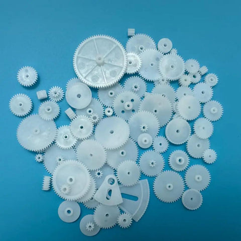 72 Pieces Small Plastic Gears Kit For Motor RC Cars And Model Toys DIY Helicopters Gear Types Include Single Double Crown And Worm Gears Module 0.5 Inner Holes In 0.9mm 2.0mm 2.4mm And 3mm Great Replacement Pack