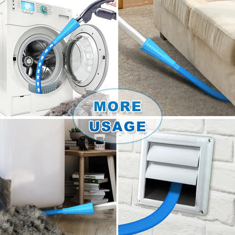Gotta Have Dryer Lint Vacuum Attachments Kit For Deep Cleaning And Fire Prevention Lint Remover With Vent Hose Brush Universal Vacuum Adapter For Most Vacuums Easy Install Blue in use on dryer, sofa, fridge coils, and vent