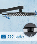 Matte Black Rainfall Shower System With Tub Spout Wall Mount Faucet Set 12 Inch Shower Head And 2 In 1 Handheld Sprayer
