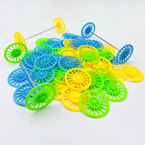 Dope 60 Piece Vintage Plastic Wheels Set With 30 Piece Metal Axles For RC Cars Trucks And Airplanes 37mm Wheel Diameter