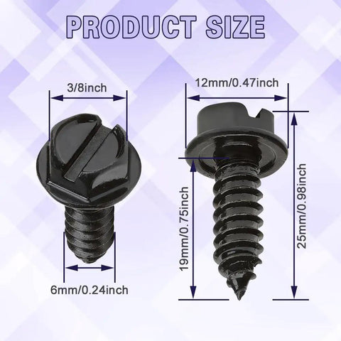 Top Shelf Stainless Steel License Plate Screws Black Bolts Kit For Car Tag Frame Holder Rust Proof Security Fasteners sizes 6mm and 12mm