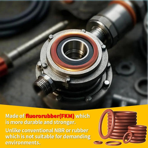 Viton O Ring Kit With 396 Pieces And 30 Sizes Metric O Rings Assortment 75A Durometer FKM Sealing Kit installed on machinery