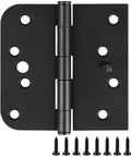18 Pack 4 Inch Matte Black Door Hinges For Interior And Exterior Use, Square Rounded 5 Eighths Radius, 8 Holes, Includes 144 Screws