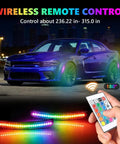 Dodge Charger Dope RGB Full LED Side Marker Lights Kit For 2015-2023 with wireless remote and 16 colors, front view at night.