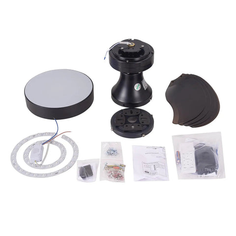 Crtohbnl Ceiling Fan with Light Control 6 Wind Speeds Reversible Fan parts including motor, blades, and light component.