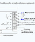 Wiring diagram for 15W 110V Single Phase Geared Motor with Speed Controller, showing AC connections and rotation instructions.