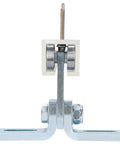 Front view of Electric Hoist Trolley Assembly with 8 Wheel Rollers, compatible with 1-5/8 inch strut channel, showing galvanized steel frame.