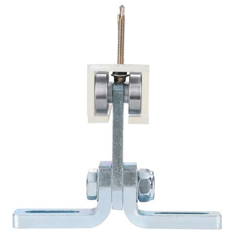 Front view of Electric Hoist Trolley Assembly with 8 Wheel Rollers, compatible with 1-5/8 inch strut channel, showing galvanized steel frame.