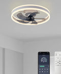 Low Profile Ceiling Fan With Lights 19.7 Inch Flush Mount Cool Sleek Modern Smart Dimmable Fan With Remote Or App Control
