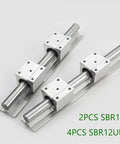 Two Piece SBR16 Linear Rail Guide Kit With D16 Rails And 550mm Reach Full Slider Support Plus Four SBR16UU Bearing Blocks For CNC Machines