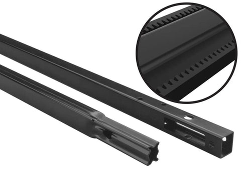 8 Foot Rail Extension Kit For Garage Door Opener With Replacement Belt And Hardware, Easy Install shown in black steel material