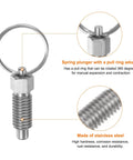 Two Pack Built Tough Stainless Steel Spring Plungers With Pull Ring M8X1.25 Thread showing smooth action and rotating pull ring feature.
