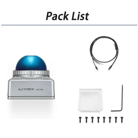 360 Degree LiDAR Sensor for robots and drones with ultra wide field of view, lightweight 265g and compact 65x65x60mm, with accessories