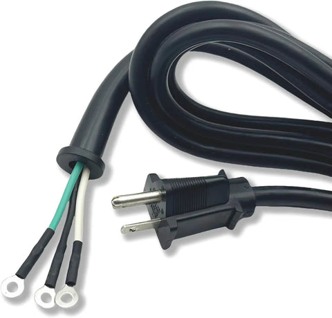 Heavy Duty Kickass Replacement Power Cord Compatible With Skilsaw Worm Drive Circular Saw 14 AWG 3 Prong Bare Wire Cable in black rubber.