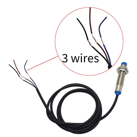 Five Pack Inductive Proximity Sensor Switch M12 PNP Normally Closed Detects Iron At 4mm Range with 3 wires exposed