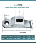 Side Fixture Clamp for Precision Workholding M8 to M16 Clamp Range Vise Frog Clamps With Flat End, dimension details