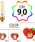 Dimmable T10 Edison LED Tubular Bulb 4000K Daylight White Dope Vintage Filament Light 60W Equivalent E26 Base next to CRI 90+ chart