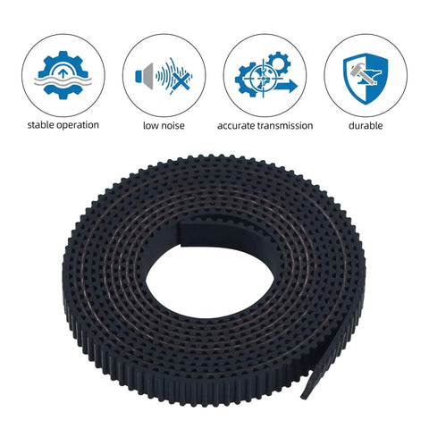 Two Belt Timing Replacement Kit For BambuLab P2S X And Y Axis Non Slip 2GT Rubber Drive Belts 7mm Wide 1444mm Long Spare 3D Printer Accessories To Get Your Printer Back In Action And Smooth Running black 2GT belt roll