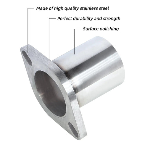 Heavy Duty 304 Stainless Steel Exhaust Flange Repair Pipe Kit For Cars And Trucks With 2 5 Inch Outside Diameter close-up view of steel connector