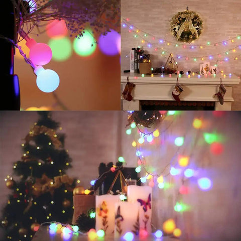 Low Voltage Globe String Lights 33Ft With 100 LEDs 8 Modes And Timer UL Listed 30V Indoor Outdoor Decor IP44 Waterproof in holiday setting