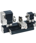 Heavy-Duty Miniature Metal Lathe With Electroplated Finish For DIY Projects, showing precision components and all-metal structure.