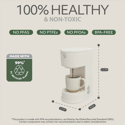 Eco Series Single Serve Coffee Maker For K Cup And Ground Coffee With Six To Twelve Oz Brew Sizes And Strong Brew Option Compact