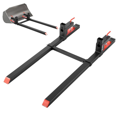 Beefy Clamp On Pallet Forks 60 Inch Long 2000 Lb Capacity For Tractors Loader Buckets And Skid Steers Adjustable Stabilizer Bar