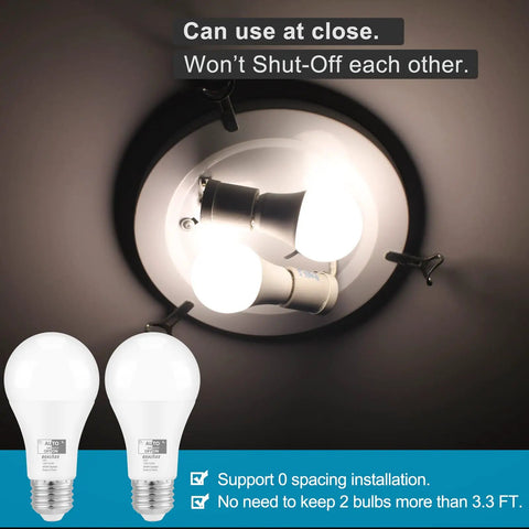 Dusk To Dawn A19 LED Light Bulbs 850 Lumens Daylight Bright 60W Equivalent Energy Efficient 9.5W E26 Base 2 Pack ceiling installation