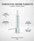 Heavy Duty Stainless Steel Indexing Plunger Pin With Tough L Handle And弹簧 Loaded Position Lock, corrosion resistant for machinery fixtures.