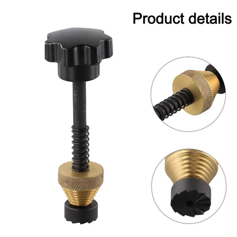 The Badass Faucet Reseating Tool With Precision Guide And Twin Steel Cutters To Nix Stubborn Leaks And Chip Off Mineral Crust Fast For Sink And Tub Repairs That Any Weekend Warrior Can Handle Smooth As Silk, showing brass and black components.