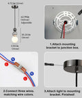 Aolyzmt Natural Alabaster Marble Pendant Light installation guide, components featuring adjustable height and wiring connections.