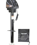 Libra 3500lb electric tongue jack for trailers; A-frame mount, black steel post; includes storage bag