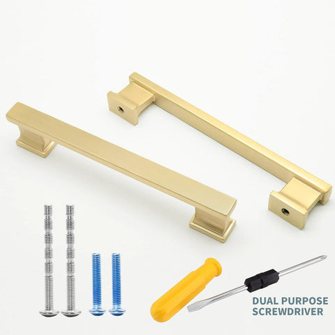 10 Pack 5 Inch Brushed Satin Brass Cabinet Handles For Dresser Drawers And Kitchen Cabinets With 5 Inch Hole Center Built From Solid Zinc Alloy