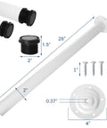 28 Inch Adjustable Metal Furniture Leg Set White For Coffee Tables Desks Benches And Countertops 4 Pack With Mounting Plates And Screws Built Tough For Heavy Duty Support. Image showing dimensions and components of the set.