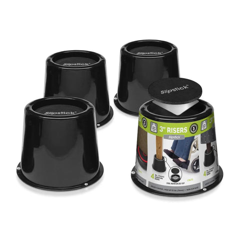 Premium 3 Inch Bed Risers With Steel Reinforced Caster Wheel Holder Top 4 Pack Lifts Up To 2640 Pounds For Beds Desks Tables And Sofas Heavy Duty Stackable With CB671 Boosts Ergonomics And Eases Sit To Stand set with packaging