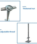 4 Pack Heavy Duty Adjustable Leveling Jacks With Solid Screw Feet Legs For Scaffolding Hella Sturdy Top Grade Steel Construction, thickened nut and 18 inch adjustable thread detail.