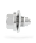 Side view of Magnetic Engine Oil Drain Plug M12 X 1.25MM Stainless Steel Fits Infiniti, Lexus, Nissan, Toyota with aluminum washer and magnet.
