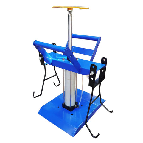 Solid Build Pneumatic Tire Changer And Tire Spreader For Compact Cars And Motorcycles Heavy Steel Construction with blue frame
