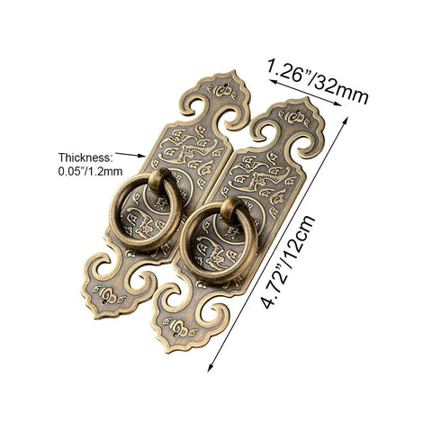 Two Pack Vintage Style Embossed Brass Drawer Pulls For Wardrobe Bookcase And Double Doors In Antique Bronze Finish