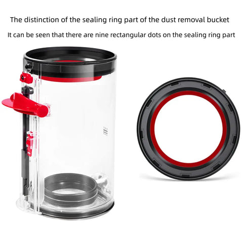 All In One Canister Replacement Kit For V11 And V15 Vacuum Cleaners With Dust Bucket And Filter showing sealing ring with dots