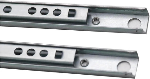 Close-up of Two Pack 17mm Wide Drawer Slides Heavy Duty Two Section Drawer Runners for Cabinets Full Extension Drawer Glides.