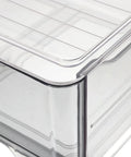 Close-up of stackable storage bin made from heavy duty PET plastic for organizing socks and underwear. Revamp Your Drawer Routine With These Slick Stackable Underwear And Sock Storage Bins Crafted From Heavy Duty Pet Plastic To Keep Your Closet Super Clean And Fully Sorted.