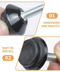 Close-up of a 20 Piece Stainless Steel Adjustable Furniture Feet Featuring M6 Threaded Levelers with rubber cap for easy installation.