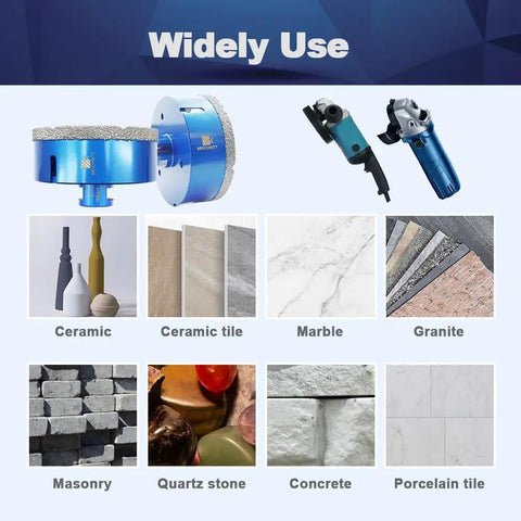 115mm Vacuum Brazed Diamond Core Drill Bit For Porcelain Tile Ceramic Marble Granite Dry Drilling Built To Last Tough As Nails Heavy Duty Hole Saw With Five Eighths Inch Thread For Masonry Brick displayed with various materials