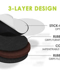 3-layer design of Non Slip Furniture Pads Floor Grippers 2 Inch Round Protectors For Under Furniture Set Of 16 Black