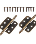 Antique Crown Head Door Cabinet Hinges Set Of 2, 6 Hole, 70x35mm with screws, decorative hardware for rustic home decor.