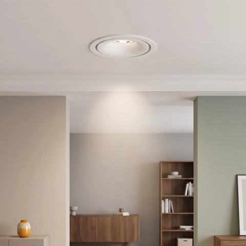 OUNONA Recessed Lighting Trims: Spotlight Downlight Holder, MR16/GU10 Retrofit Eyeball Light Fixture Mounting Frame for Home Living Room Bedroom White in ceiling.