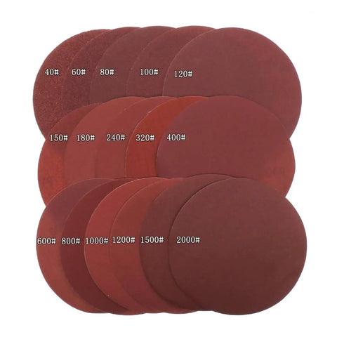 Top Shelf 20 Piece Assorted Grit Sanding Discs, Premium Aluminum Oxide Sander Paper with hook loop backing for various projects.