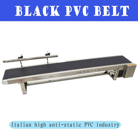 Flat Belt Conveyor With PVC Belt For Benchtop Use Transport Conveyor With Single Guardrail Stainless Steel Frames Heavy Duty